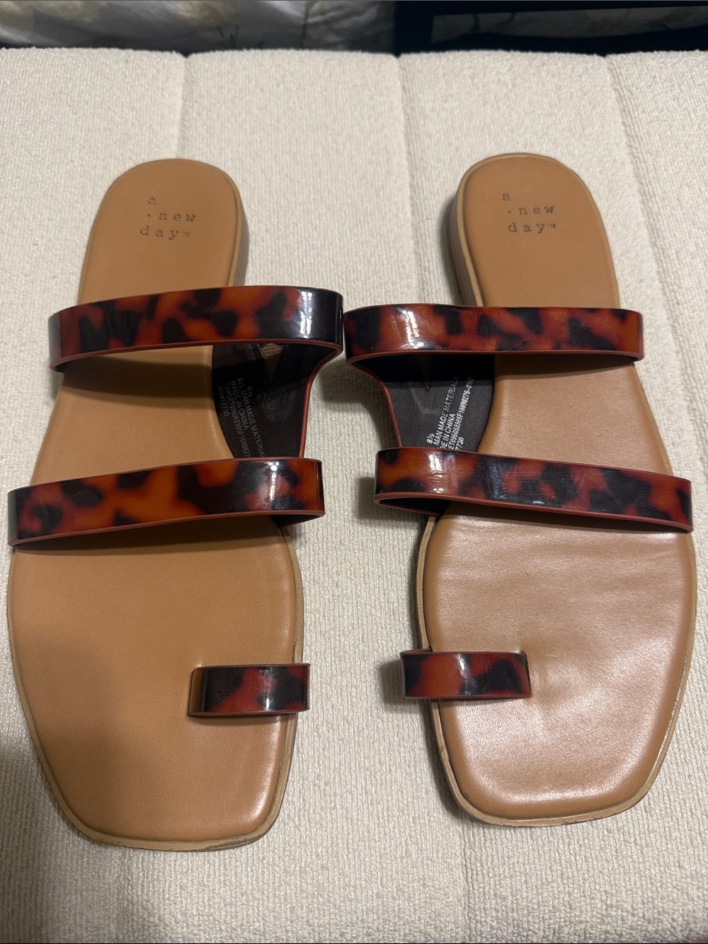 a new day Tortoiseshell Double-Strap Slide Sandals in Brown